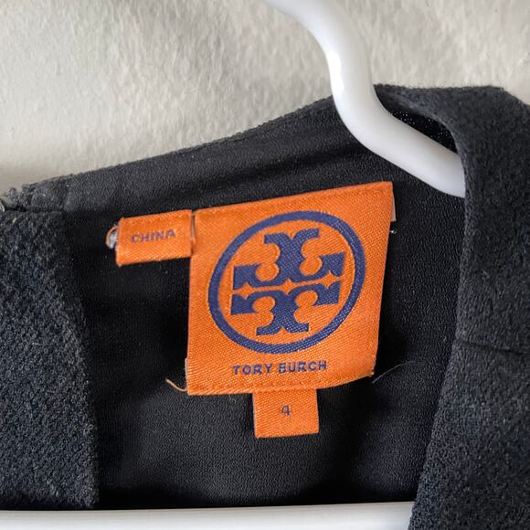 Tory Burch Patrice Twist Front Sheath Dress Sz 4 Black Classic Workwear Cocktail - Picture 7 of 13